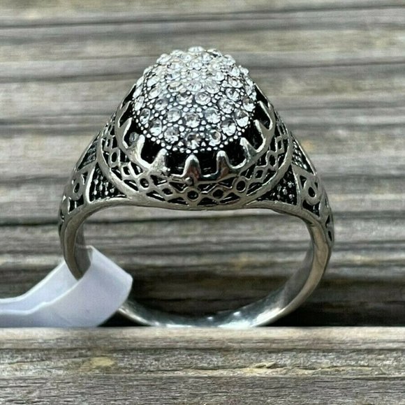 Fashion Ring Crystals Accent Unisex Fashion Turkish Style Jewelry Rings Size 11 - Picture 3 of 12